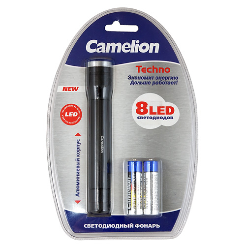 ������ C-5104 8 LED BLACK 14�� � ����������� 2*�� 3V CAMELION /1/6/48 HIT