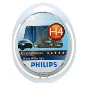  H4 (60/55) P43t-38 CrystalVision 4300K (2+2 W5W) 12V PHILIPS /1/5/30 HIT