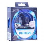  H4 (60/55) P43t-38+60% COLOR VISION BLUE 3350K (2) 12V PHILIPS /1/5 NEW